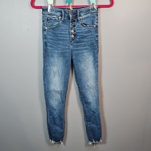 Abercrombie & Fitch Distressed Blue Simone High Rise Ankle Jeans